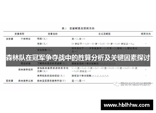 森林队在冠军争夺战中的胜算分析及关键因素探讨